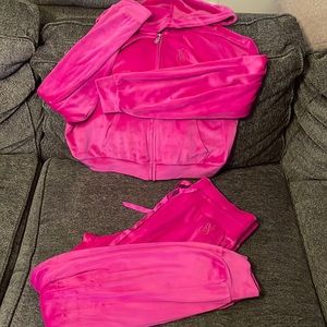 Hot pink Victoria’s Secret velour track suit